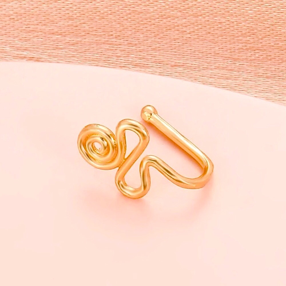 🔴𝟭𝟬/$𝟮𝟱🔴NEW Swirl Simple Fake Nose Ring - Picture 4 of 10